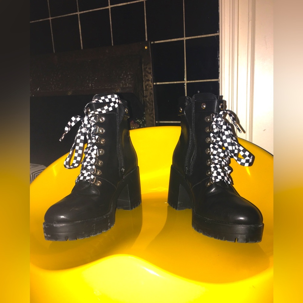 Black Heeled Combat Boots